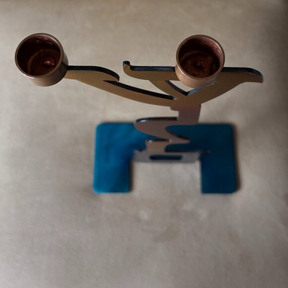 Candlestick Shalom by Lynn Rae Lowe Metal Sculpture Multicolor - Picture 5 of 6